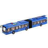 Троллейбус Технопарк сочлененный, синий, инерционный, пластиковый, свет, звук