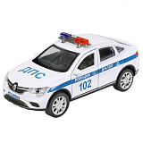 Модель машины Технопарк Renault Arkana, Полиция, белая, инерционная, свет, звук