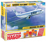 Сборная модель Звезда Пассажирский авиалайнер Боинг 737-800, 1/144, подарочный набор