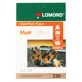 Фотобумага Lomond, А4, 230 г/м2, 50 листов, односторонняя, матовая