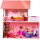 Кукольный домик SunnyToy Розовая мечта, двухэтажный с мебелью