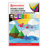 Цветная бумага Brauberg А4, тонированная в массе, 100 листов 10 цветов, склейка, 80 г/м2, 210х297 мм
