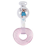 Прорезыватель Happy Baby с водой (колечко, сердце, звездочка), с прищепкой, розовый