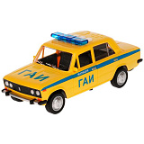 Машинка Технопарк ВАЗ-2106 Жигули, ГАИ, желтая, пластиковая, инерционная, свет, звук