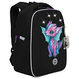 Ранец Grizzly Little Dragon, анатомическая спинка, с бейджем, для девочек, 13L, 36х29х18 см