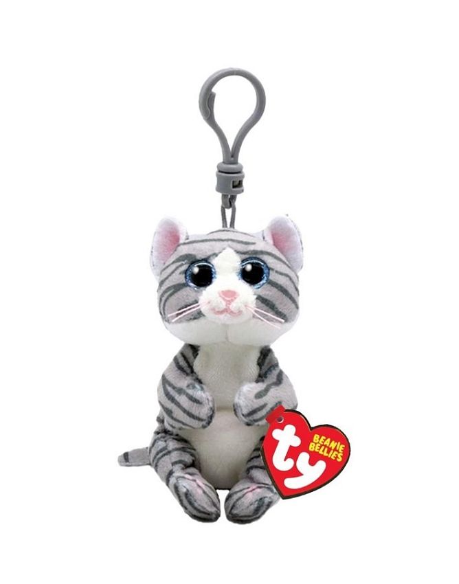 Мягкая игрушка - брелок Серая полосатая кошка Митзи, 9 см - фото