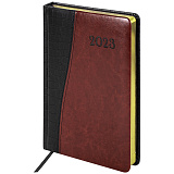 Ежедневник Brauberg Cayman, датированный, 2023, А5, 138x213 мм, под кожу, черный/коричневый