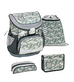 Набор Belmil Ранец Mini-Fit Camouflage Grey Set, пенал c 2 планками, пенал-косметичка, сумка для обуви