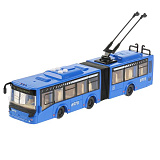 Модель Технопарк Сочлененный троллейбус, синий, инерционный, пластиковый, свет, звук