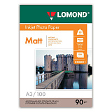 Фотобумага Lomond A3, большого формата, 90 г/м2, 100 листов, односторонняя, матовая
