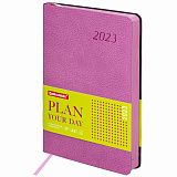 Ежедневник Brauberg Stylish, датированный, 2023, А5, 138x213 мм, под кожу, розовый
