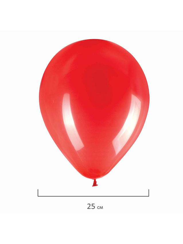 Шары воздушные Золотая Сказка, 10", 25 см, комплект 50 штук, красные, пакет - фото N3