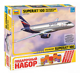 Сборная модель Звезда Пассажирский авиалайнер Superjet 100, 1/144, подарочный набор
