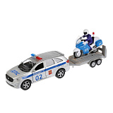 Модель машины Технопарк KIA Sorento Prime Полиция, с мотоциклом на прицепе, инерционная