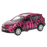 Модель машины Технопарк Toyota RAV4, розовая зебра, инерционная
