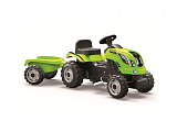 Трактор Smoby XL, педальный, с прицепом, зеленый