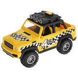 Машинка Технопарк Джип спортивный, желтый, пластиковый, инерционный, свет, звук