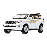 Модель машины Технопарк Toyota Land Cruiser Prado, белая, инерционная, свет, звук, 1/24