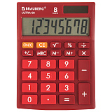 Калькулятор настольный Brauberg Ultra-08-WR, компактный, 154x115 мм, 8 разрядов, двойное питание, бордовый
