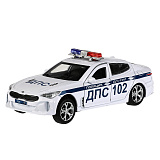 Модель машины Технопарк Kia Stinger, Полиция, белая, инерционная, свет, звук