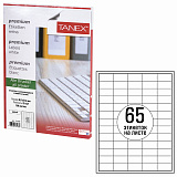 Этикетка самоклеящаяся Tanex, 38,1х21,2 мм, 65 этикеток, белая, 70 г/м2, 100 листов