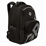Рюкзак Grizzly Black/Gray, школьный, анатомическая спинка, 2 отделения, для мальчиков, 22L, 42х32х22 см