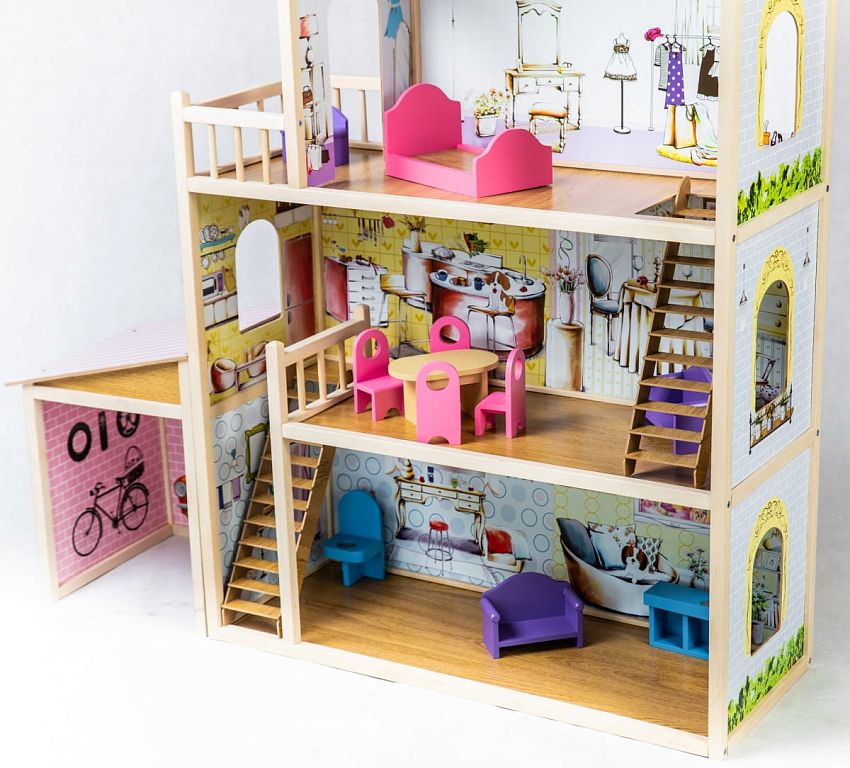 Кукольный домик DreamToys Алина, с мебелью и гаражом - N5 Кукольный домик DreamToys Алина, с мебелью и гаражом - фото N5