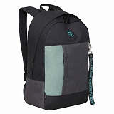 Рюкзак Grizzly Black/Mint, школьный, укрепленная спинка, 1 отделение, для девочек, 10L, 37,5х24х12 см