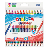 Карандаши двусторонние Carioca Bi-color, 24 штуки, 48 цветов, трехранные, заточенные