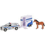 Машина Технопарк KIA Sorento Prime полиция, с фургоном с лошадью, инерционная