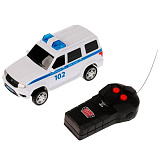 Модель машины Технопарк УАЗ Patriot, Полиция, белая, на радиоуправлении, свет