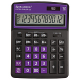Калькулятор настольный Brauberg Extra Color-12-BKPR, 206x155 мм,12 разрядов, двойное питание, чёрно-фиолетовый