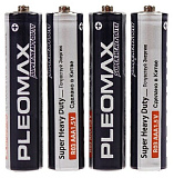 Батарейки солевые Pleomax Super Heavy Duty, AAA, 1.5В, спайка, 4 шт. 