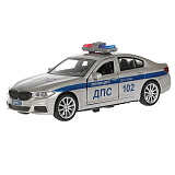 Модель машины Технопарк BMW 5 series sedan M Sport, Полиция, серебристая, инерционная