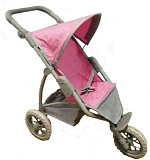 Трехколесная коляска для кукол Melobo, с тентом и корзиной, цвет розовый с серым