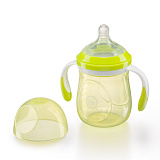 Бутылочка Happy Baby с ручками и антиколиковой силик. соской, 180 мл, Lime
