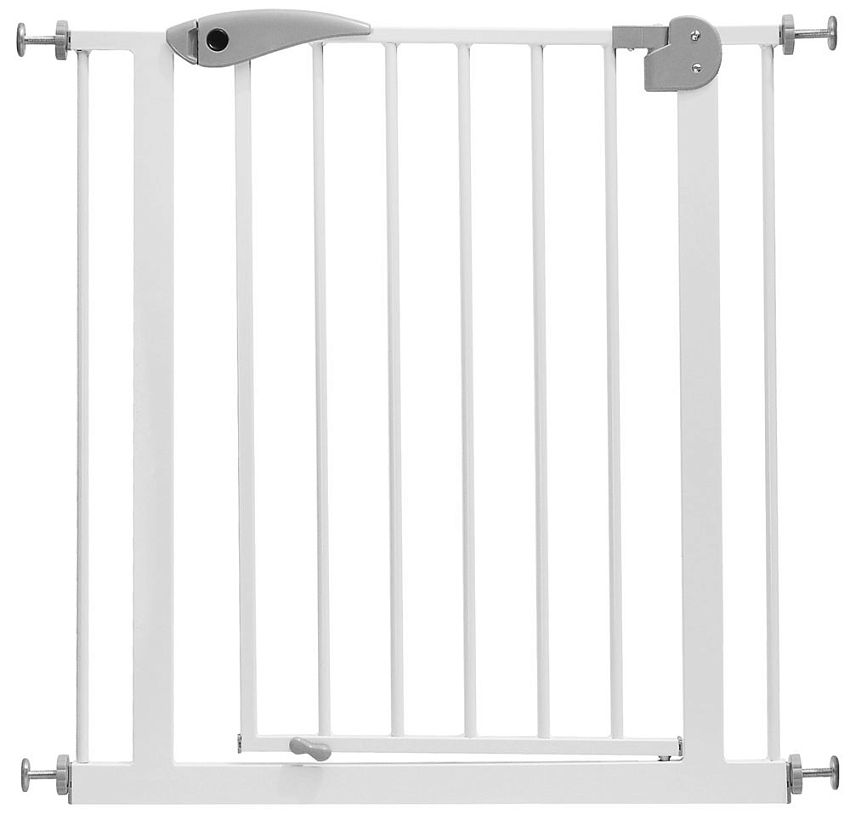 Защитный барьер-калитка Baby Safe для дверного/лестн. проема, 75-85 см, бел.-сер. металл - фото