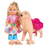 Кукла Simba Еви, 12 см, с собачкой и щенками