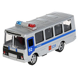 Автобус Технопарк ПАЗ 3205 Полиция, серебристый, инерционный, свет, звук
