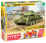 Сборная модель Звезда Советский средний танк Т-34/85, 1/35, подарочный набор