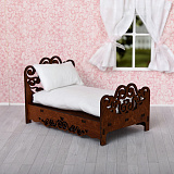 Набор ЯиГрушка Спальня, кровать с подушкой и матрасом, коричневый