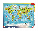 Пазл Trefl Карта мира с животными, 25 эл.