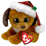 Мягкая игрушка TY Холидэйз, собачка, с рождественской шапочкой, 15 см