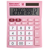 Калькулятор настольный Brauberg Ultra Pastel-12-PK, 192x143 мм, 12 разрядов, двойное питание, розовый