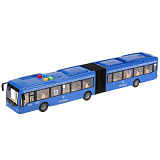 Автобус Технопарк сочлененный, синий, пластиковый, инерционный, свет, звук