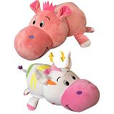 1toy плюш.Вывернушка 76 см 2в1 Радужная Зебра-Розовый Гиппопотам,пакет