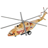 Модель Технопарк Военно-транспортный вертолет в пустынном камуфляже, инерционная, свет, звук