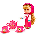 Кукла Карапуз Маша и Медведь, Маша, 25 см, с набором для чаепития