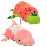 1TOY Вывернушка Ням-Ням 2-в-1 40 см., плюш. Морж с ароматом арбуза-Дельфин с ароматом пончика с кондитерской обсыпкой,пакет