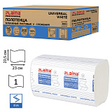 Полотенца Laima Universal White H3, бумажные, 200 шт., 1-слойные, белые, 15 пачек, 23x20,5 см, V-сложение
